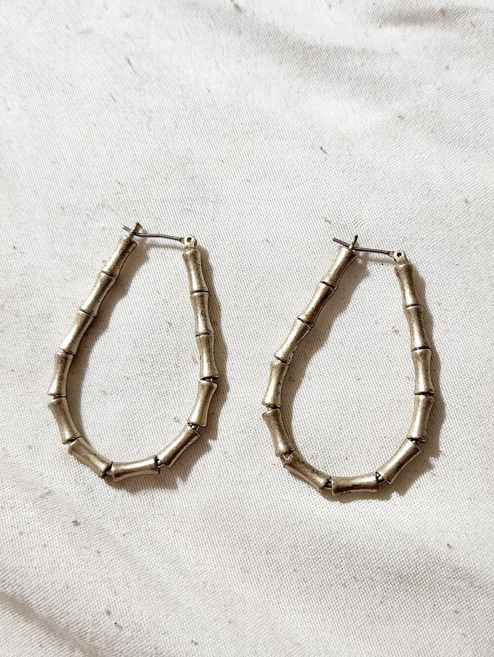 Source Unknown Gold Bamboo-Style Hoop Earrings - Women Jewelry